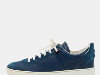 Louis Vuitton Blue Leather and Suede Low Top Sneakers