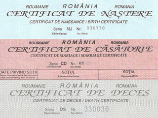Transcriere certificat de nastere, casatorie Romanesti, Cetatenie Romana, Buletin, Pasaport, Permis foto 1