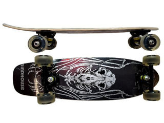 Skateboard 69X21Cm, Iluminarea Rotilor Lemn foto 1