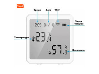 Wi-Fi Senzor temperatura/umiditate smart, afisaj LCD Tuya/SmartLife foto 2