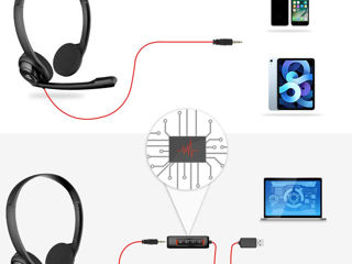 PC Headset USB with Noise Cancelling Mic, 3.5mm/USB Computer Headset with Detachable surround sound foto 2