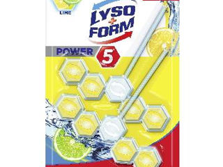 LysoForm Power 5 Limone odorizant, dezinfectant, anticalcar pentru WC, 2 bucăți foto 1