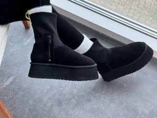 Ugg australia ausa dipper boot platform black угги овечья шерсть платформа замшевые размер 39 (25см) foto 4