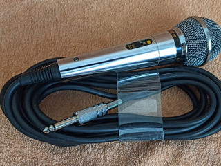 микрофон динамический LG с кабелем 4 метра - джека 6,3 мм, корпус металл для речи и караоке