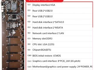 ID-171: 8 PCI Mining B75-BTC Motherboard LGA 1155 DDR3 16G SATA3 USB3.0 - Материнская плата foto 5