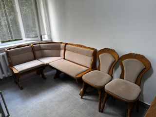 Canapea + 2 fotolii, colțar + 2 scaune, comodă cadou