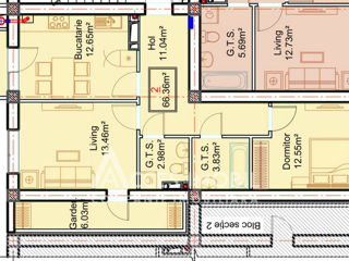 2-х комнатная квартира, 67 м², Центр, Думбрава, Кишинёв мун. фото 3