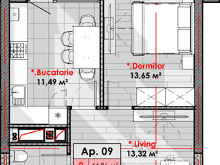 Apartament cu 1 cameră, 45 m², Râșcani, Chișinău foto 2