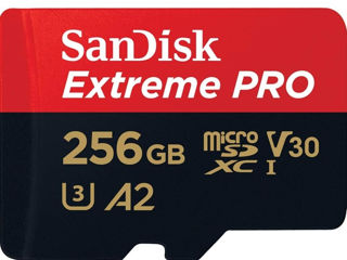 Карта SanDisk Extreme PRO microSD UHS-I емкостью 256 ГБ с адаптером,новая