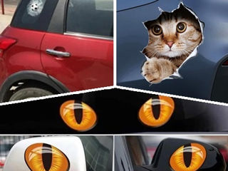 Крутые ЗD-наклейки:Глаза Пантеры;Кот;Мяч—ОптикИллюзия.Universal Auto-Moto-Home