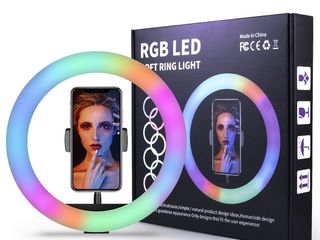 Для детей, Tik-Tok кольцевая лампа 40 см RGB(многоцветная) +штатив 2,1м/ring light foto 3