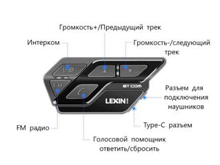 Мотогарнитура Lexin ET COM 1200M intercom / Новый ! foto 5