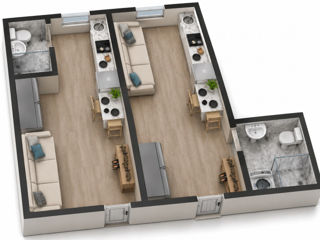 2-rm apt., 30 м², 1/2 fl.