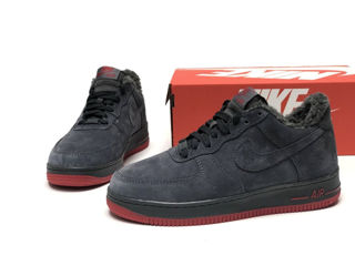 Nike Air Force 1 Low Suede Grey/Red cu blana / с мехом foto 3