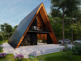 Casă de lemn tip A-Frame / stil modern / P+M / 93,80 m2 / Arhitect, Inginer, Construcție, Proiecte foto 4