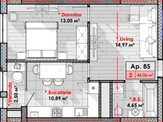 Apartament cu 1 cameră, 46 m², Râșcani, Chișinău foto 3