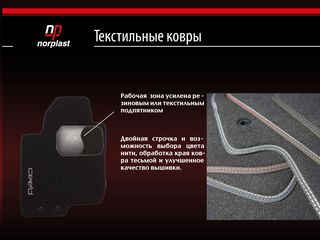 Material  covorase auto fără comandă.Полиуретан ворсовые матерчатые ковролиновые коврики Norplast foto 13