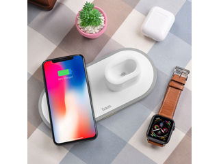 Încărcător Wireless HOCO CW21 Wisdom 3-în-1 iPhone/iWatch/AirPods 2A alb foto 2