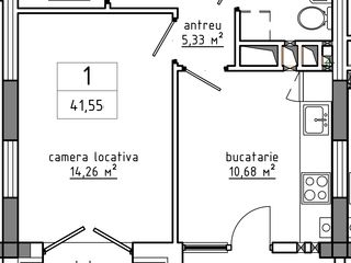Astercon Grup-sect.Buiucani, apartament cu 1 odaie, 41.55 m2, prețul 31 163 euro foto 4