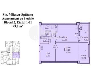 Apartament cu 1 cameră, 49 mp, varianta albă, Ciocana, 29520 € ! foto 10