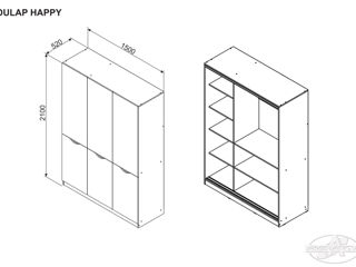 Dulap Ambianta HAPPY Nuc/Samoa 150x200x52cm - preț avantajos, livrare, credit !!! foto 10