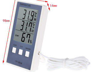 Термометр-внутренний-наружный с датчиком внешним-измеритель влаги воздуха=гигрометр. foto 4