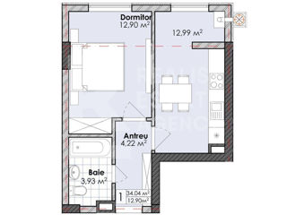 Apartament cu 1 cameră, 34 m², Centru, Codru, Chișinău mun. foto 2