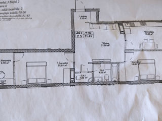 2-х комнатная квартира, 79 м², Буюканы, Кишинёв