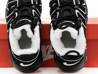 Nike Air More Uptempo Black/Qhote cu blana/с мехом foto 4