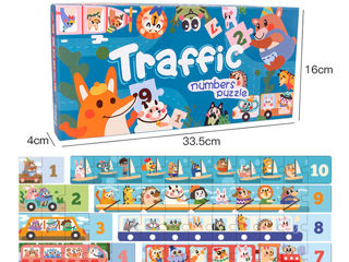 Set puzzle din lemn educative tren, animale si trafic/ развивающая деревянная игрушка монтессори foto 5