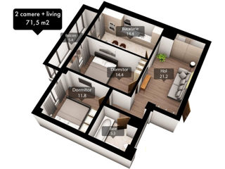 Apartament cu 2 camere, 72 m², Poșta Veche, Chișinău foto 2