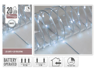 Luminite De Craciun "Fir Tubular" 20Microled Alb, 1M, 2Xaa, Cronometru