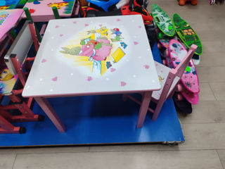 Деревянный детский столик и стульчик из массива дерева розовый-1300 лей. foto 2