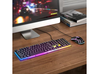 HOCO GM11 Tastatură și mouse superbe pentru jocuri luminoase (versiunea rusă) foto 5