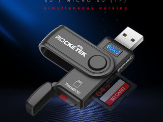 Rocketek USB 3.0 Card Reader USB, Картридер Micro SD, USB 3.0 Hub, USB концентратор foto 4