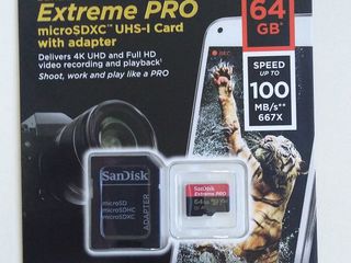 Лучшие в 2018г по скорости записи. Sandisk Extreme PRO 64GB, Sandisk Extreme 128 Gb. foto 1
