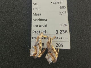 Cercei 585* masa 2.95 gr, pret- 3236 Lei