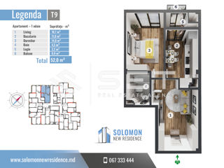 Apartament cu 1 cameră, 52 m², Centru, Codru, Chișinău mun.