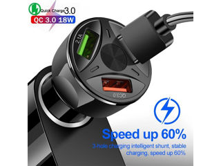 USB Fast Car Quick Charger 3.0 - Умное Автомобильное зарядное устройство 3 USB foto 5