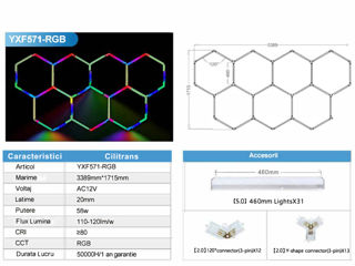 Hexagon led detailing led tavane foto 16