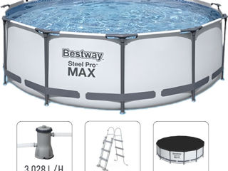 Bestway Piscină Steel Pro Max 396х122 cm, 12690 L, cadru metalic +pompă +scară +husă !!! foto 3