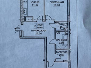 2-х комнатная квартира, 68 м², Аэропорт, Кишинёв