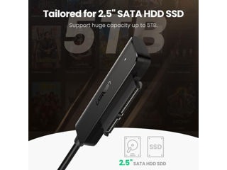 Adaptor Sata la USB 3.0 pentru HDD/SSD 2.5 inch, Ugreen, 5 Gbps, SATA 7+15 pini, Negru foto 11