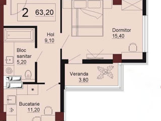 Apartament cu 2 camere, 63 m², Telecentru, Chișinău