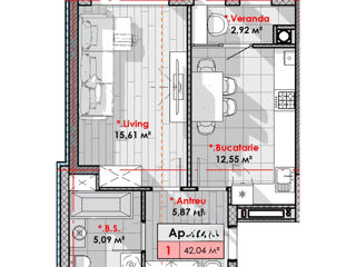 Apartament cu 1 cameră, 42 m², Telecentru, Chișinău foto 4