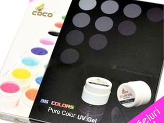 Set 36 geluri uv Coco pentru unghii, set geluri manichiura, geluri cu sclipici, gdcoco