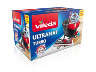 Mop microfibra Vileda Easy Wring Turbo Ultramat  coada telescopica  galeata cu separator  pedala cu foto 1