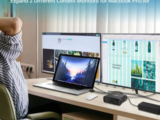 Stație de andocare Macbook Pro, stație de andocare USB C monitor dublu cu 2 HDMI foto 4