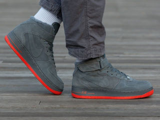 Nike Air Force 1 High Suede Grey/Red cu blana / с мехом foto 9