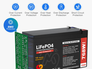 Battery LiFePO4 (LFP) 12,8V 15A DALY BMS 128W 192W 256W 384W 768W foto 7